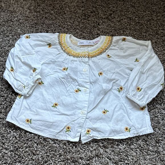 Toddler ZARA 2 Years Sunflower Long Sleeve Button Up Shirt - Picture 1 of 5